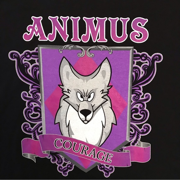 Animus Courage Wolf Graphic Tee Mens Size XL Black Purple - Picture 2 of 6